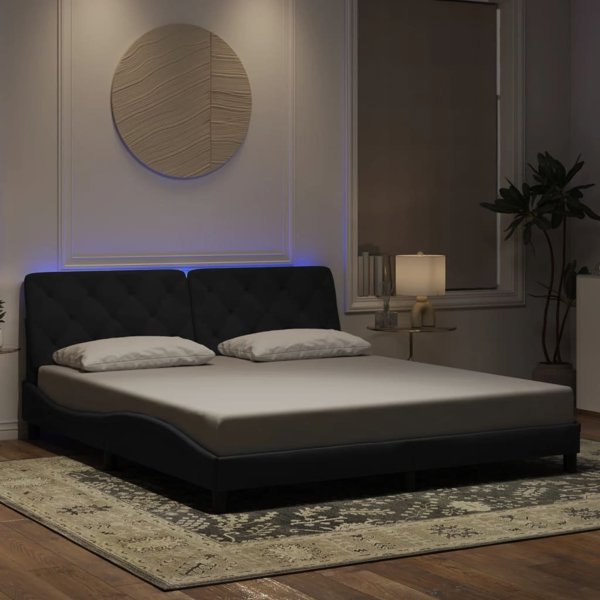 vidaXL Πλαίσιο κρεβατιού με LED, μαύρο, 180x200 εκ., βελούδινο