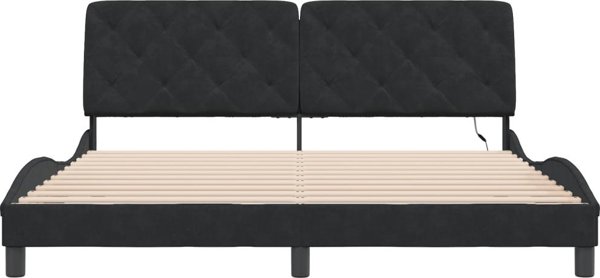 vidaXL Πλαίσιο κρεβατιού με LED, μαύρο, 180x200 εκ., βελούδινο