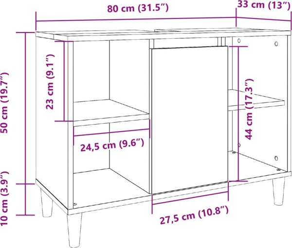 vidaXL Ντουλαπι μπανιου γκρι τσιμεντο 80x33x60 cm