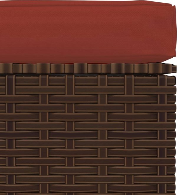 vidaXL Υποπόδιο κήπου με μαξιλάρι, καφέ, 70x70x30 cm, πολυρατάν