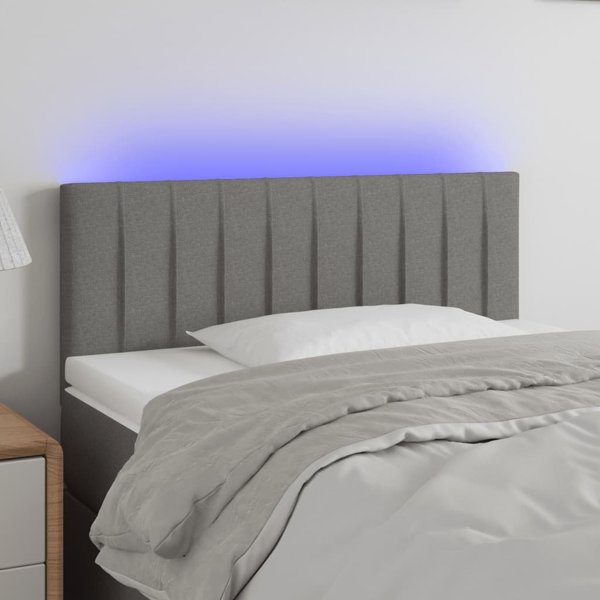 vidaXL Κεφαλάρι κρεβατιού με LED σκούρο γκρι 80x5x78/88 εκ ύφασμα