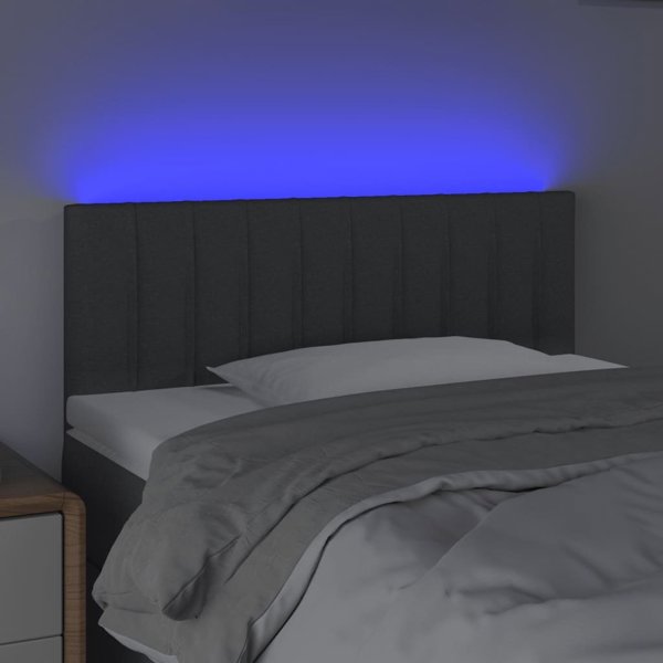 vidaXL Κεφαλάρι κρεβατιού με LED σκούρο γκρι 80x5x78/88 εκ ύφασμα