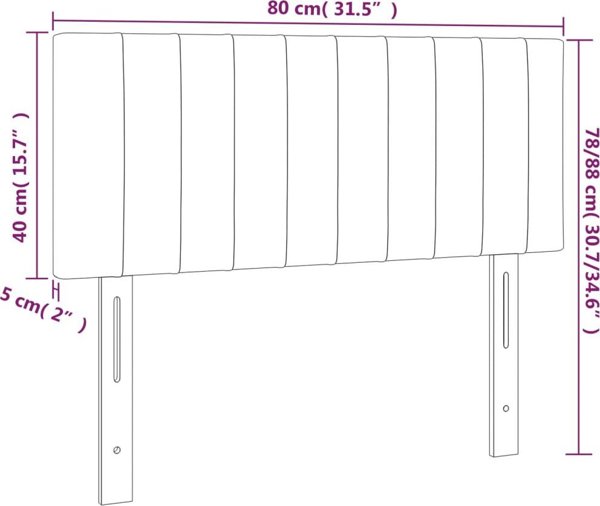 vidaXL Κεφαλάρι κρεβατιού με LED σκούρο γκρι 80x5x78/88 εκ ύφασμα
