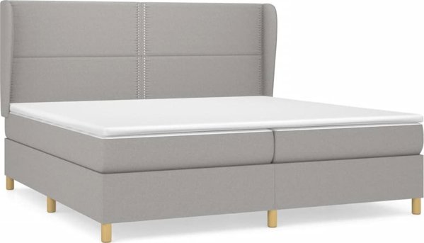 vidaXL Κρεβάτι kontynentalne με στρώμα, γκρι ύφασμα 200x200 εκ.