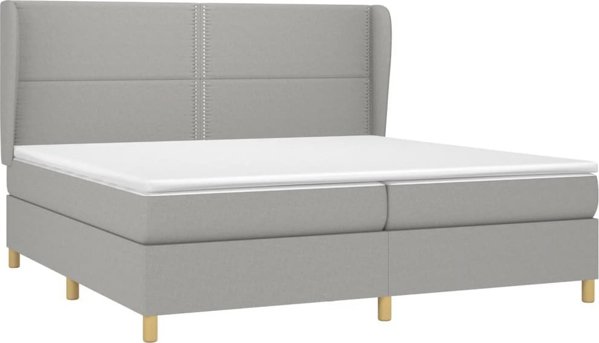 vidaXL Κρεβάτι kontynentalne με στρώμα, γκρι ύφασμα 200x200 εκ.