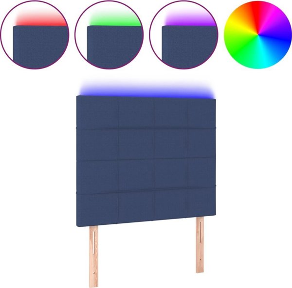 vidaXL Προσκέφαλο κρεβατιού με LED, μπλε, 90x5x118/128 cm, ύφασμα