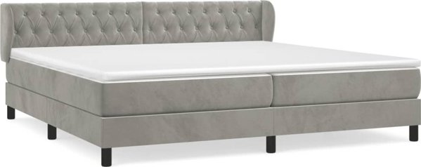 vidaXL Κρεβάτι Continental με στρώμα, ανοιχτό γκρι βελούδο 200x200 cm