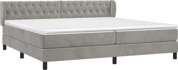 vidaXL Κρεβάτι Continental με στρώμα, ανοιχτό γκρι βελούδο 200x200 cm