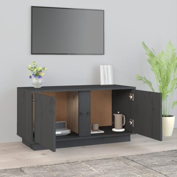 vidaXL vidaXL Szafka pod telewizor, szara, 80x35x40,5 cm, lite drewno sosnowe