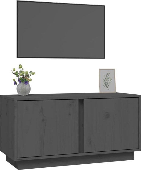 vidaXL vidaXL Szafka pod telewizor, szara, 80x35x40,5 cm, lite drewno sosnowe