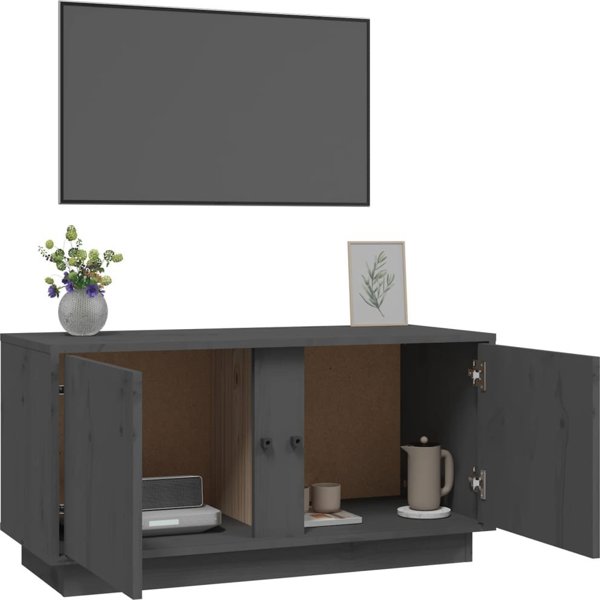 vidaXL vidaXL Szafka pod telewizor, szara, 80x35x40,5 cm, lite drewno sosnowe