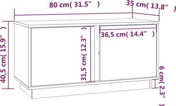 vidaXL vidaXL Szafka pod telewizor, szara, 80x35x40,5 cm, lite drewno sosnowe