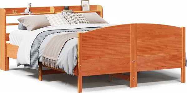 vidaXL Rama lozka bez materaca woskowy braz 140x190 cm lita sosna