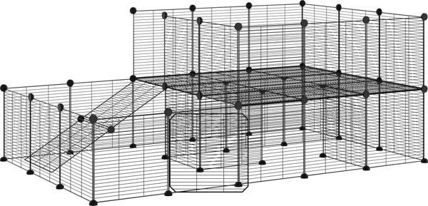 vidaXL Κλωβός για ζώα με πόρτα 44 πάνελ μαύρος 35x35 cm από ατσάλι