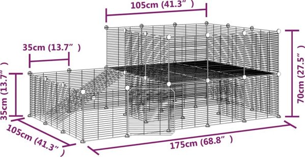 vidaXL Κλωβός για ζώα με πόρτα 44 πάνελ μαύρος 35x35 cm από ατσάλι