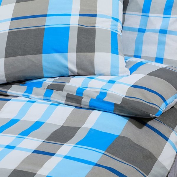 vidaXL Σετ σεντονιών, μπλε-γκρι, 200x200 εκ., βαμβάκι