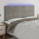 vidaXL Κεφαλάρι κρεβατιού με LED, ανοιχτό γκρι βελούδο, 200x5x118/128 cm