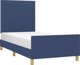 vidaXL Rama κρεβατιού με κεφαλάρι, μπλε, 90x200 cm, επενδεδυμένη με ύφασμα