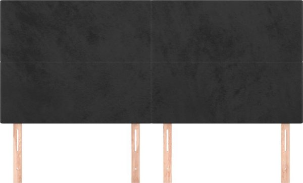 vidaXL Σετ 4 κεφαλαριών κρεβατιού, μαύρα, 100x5x78/88 εκ, βελούδινα