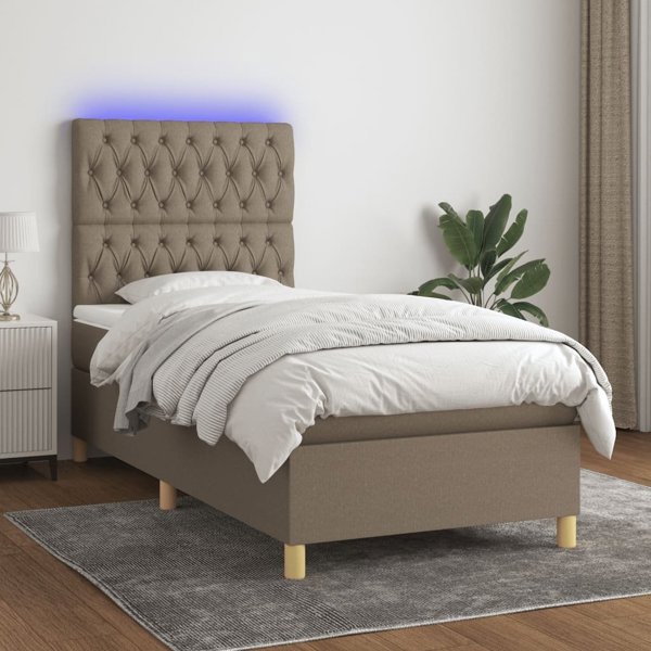 vidaXL Lodzko kontynentalne z materacem taupe 80x200 cm tkanina