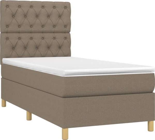vidaXL Lodzko kontynentalne z materacem taupe 80x200 cm tkanina
