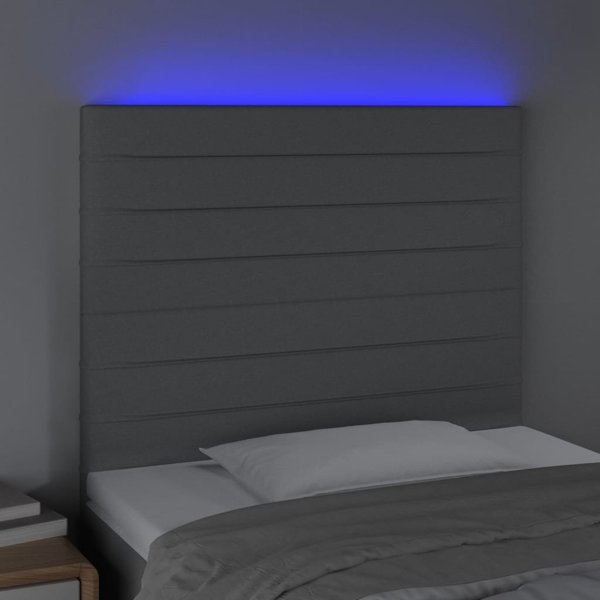 vidaXL Zaglowek do lozka me to LED, jasnoszary, 90x5x118/128 cm, tkanina