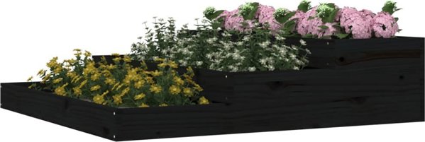 vidaXL Donica, czarna, 107x107x27 cm, lite drewno sosnowe