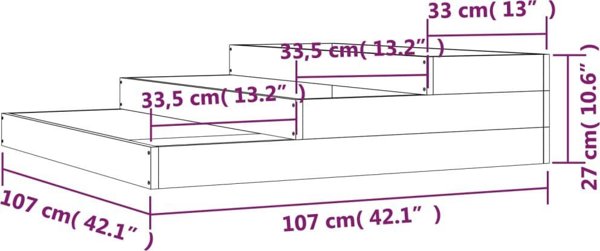 vidaXL Donica, czarna, 107x107x27 cm, lite drewno sosnowe