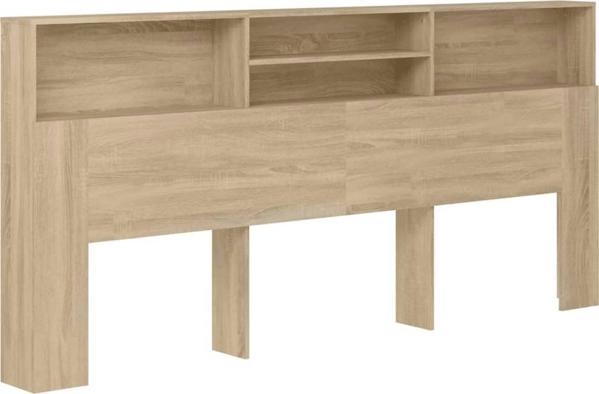vidaXL Κεφαλάρι κρεβατιού με ράφια, δρυς Sonoma, 220x19x103,5 cm