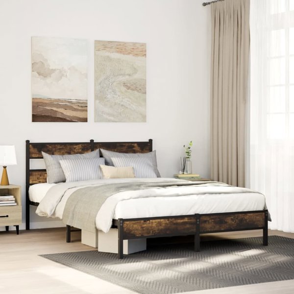 vidaXL Κρεβάτι χωρίς στρώμα 75x190 εκ. σε χρώμα καπνιστού δρυός