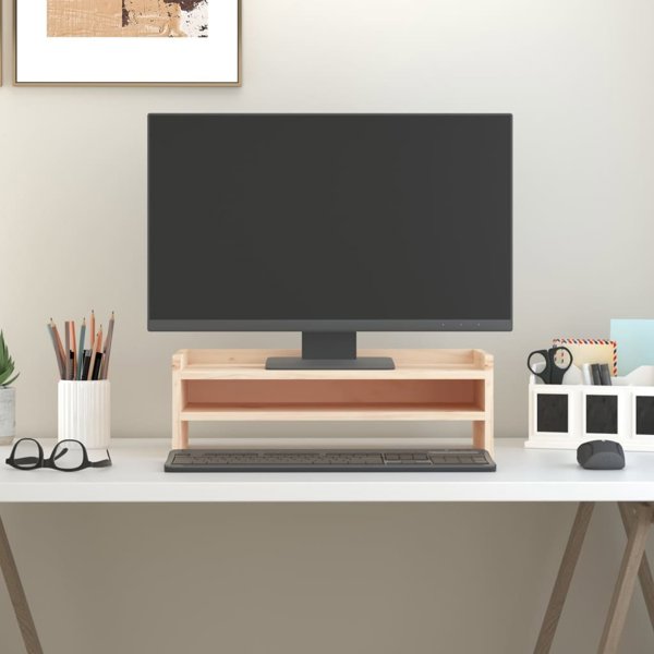 vidaXL vidaXL Podstawka na monitor, 50x24x16 cm, lite drewno sosnowe