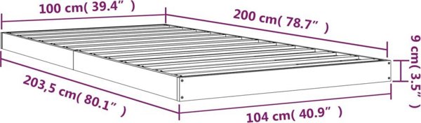 vidaXL Rama κρεβατιού, λευκή, 100x200 εκ., μασίφ πεύκο