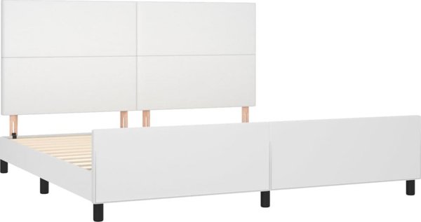 vidaXL Rama κρεβατιού με κεφαλάρι, λευκό, 200x200cm, επενδυμένο με συνθετικό δέρμα