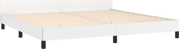 vidaXL Rama κρεβατιού με κεφαλάρι, λευκό, 200x200cm, επενδυμένο με συνθετικό δέρμα