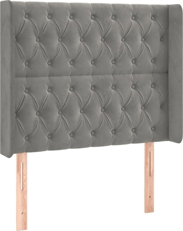 Κοντινενταλ κρεβάτι με στρώμα και LED, γκρι 90x190 cm, βελούδο