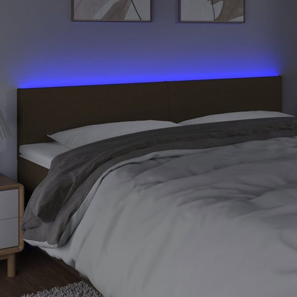 vidaXL Ζαγλόουεκ για κρεβάτι με LED, σκούρο καφέ, 200x5x78/88 εκ., ύφασμα
