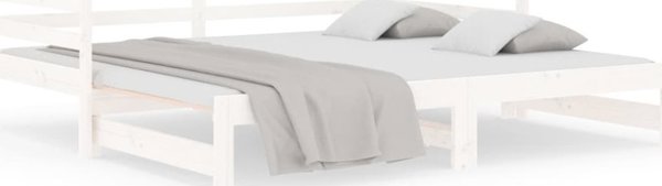 vidaXL Αναδιπλούμενο κρεβάτι, λευκό, 2x(80x200) εκ., από παλιό πεύκο