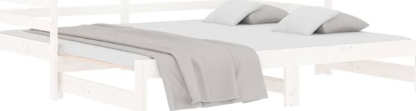 vidaXL Αναδιπλούμενο κρεβάτι, λευκό, 2x(80x200) εκ., από παλιό πεύκο