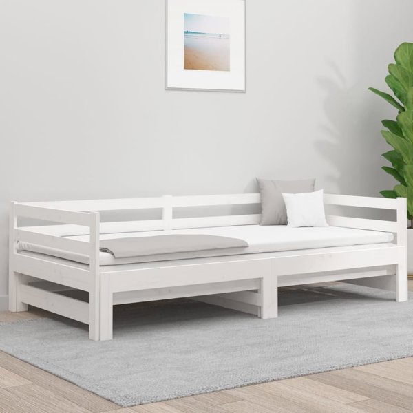 vidaXL Αναδιπλούμενο κρεβάτι, λευκό, 2x(80x200) εκ., από παλιό πεύκο