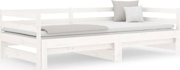 vidaXL Αναδιπλούμενο κρεβάτι, λευκό, 2x(80x200) εκ., από παλιό πεύκο