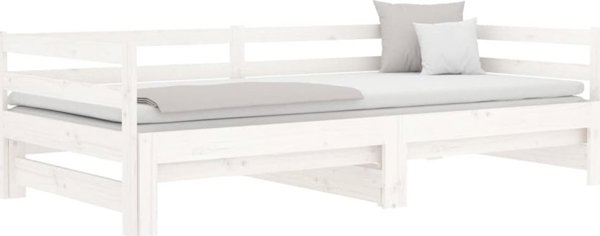 vidaXL Αναδιπλούμενο κρεβάτι, λευκό, 2x(80x200) εκ., από παλιό πεύκο