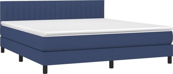 vidaXL Κρεβάτι continental με στρώμα, μπλε, 160x200 εκ., ύφασμα