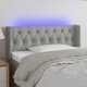 vidaXL προσκέφαλο κρεβατιού με LED, ανοιχτό γκρι, 93x16x78/88 εκ., ύφασμα