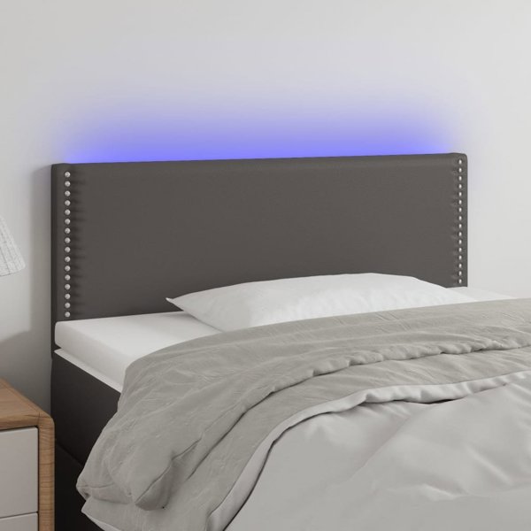 vidaXL Κεφαλάρι κρεβατιού με LED, γκρι, 80x5x78/88 cm, τεχνητό δέρμα
