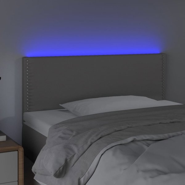 vidaXL Κεφαλάρι κρεβατιού με LED, γκρι, 80x5x78/88 cm, τεχνητό δέρμα