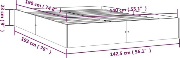 vidaXL Κρεβατοκάμαρα από στιβαρό ξύλο 140x190 εκ