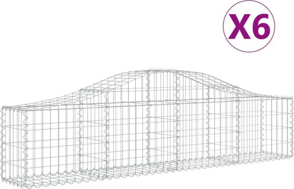 vidaXL Kosze gabionowe, 6 τεμ, 200x30x40/60 εκ, γαλβανισμένο σίδερο