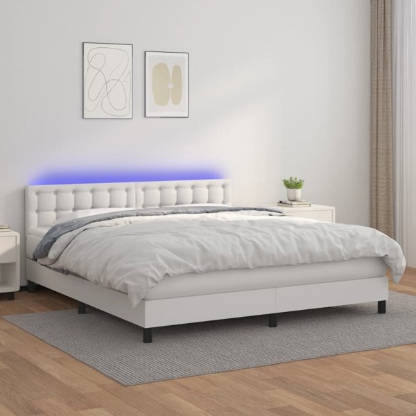 vidaXL Λοζκο κοντινενταλνε ζ μαντερασεμ ι LED, μπαλε εκοσκουρα 160x200 εκ.