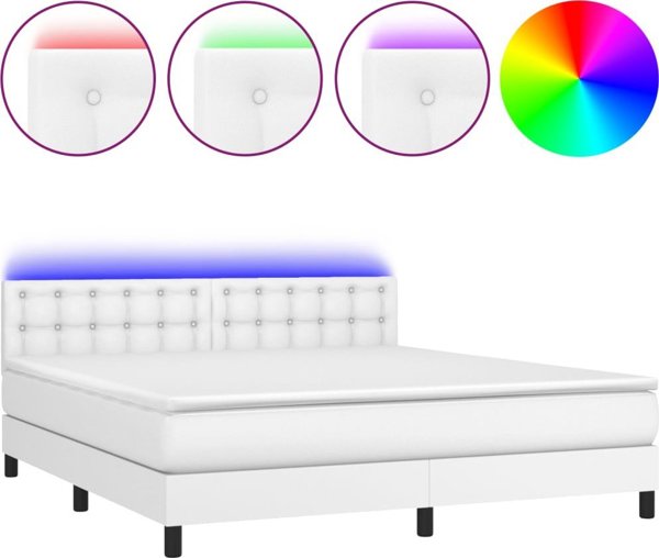 vidaXL Λοζκο κοντινενταλνε ζ μαντερασεμ ι LED, μπαλε εκοσκουρα 160x200 εκ.