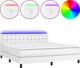 vidaXL Λοζκο κοντινενταλνε ζ μαντερασεμ ι LED, μπαλε εκοσκουρα 160x200 εκ.